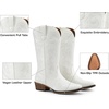 image:imageDREAM PAIRS Womens Cowboy Boots Mid Calf Cowgirl Boots Square Toe Chunky Heel Embroidery Stitched Western BootsWhite