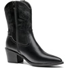 image:imageDREAM PAIRS Womens Cowboy Boots Pointed Toe Chunky Heel Zipper PullOn Stitched Western Ankle BootsBlack