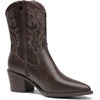 image:imageDREAM PAIRS Womens Cowboy Boots Pointed Toe Chunky Heel Zipper PullOn Stitched Western Ankle BootsDark Brown