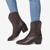 image:imageDREAM PAIRS Womens Cowboy Boots Pointed Toe Chunky Heel Zipper PullOn Stitched Western Ankle BootsDark Brown