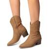 image:imageDREAM PAIRS Womens Cowboy Boots Pointed Toe Chunky Heel Zipper PullOn Stitched Western Ankle BootsKhakipu