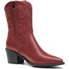 image:imageDREAM PAIRS Womens Cowboy Boots Pointed Toe Chunky Heel Zipper PullOn Stitched Western Ankle BootsRed