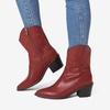image:imageDREAM PAIRS Womens Cowboy Boots Pointed Toe Chunky Heel Zipper PullOn Stitched Western Ankle BootsRed