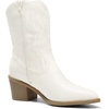 image:imageDREAM PAIRS Womens Cowboy Boots Pointed Toe Chunky Heel Zipper PullOn Stitched Western Ankle BootsWhite