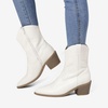 image:imageDREAM PAIRS Womens Cowboy Boots Pointed Toe Chunky Heel Zipper PullOn Stitched Western Ankle BootsWhite