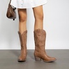 image:imageDREAM PAIRS Womens Cowboy Cowgirl Boots Embroidered Pointed Toe Low Heel Western Mid Calf Boot for Theme Party Country ConcertAll Brown