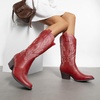 image:imageDREAM PAIRS Womens Cowboy Cowgirl Boots Embroidered Pointed Toe Low Heel Western Mid Calf Boot for Theme Party Country ConcertRed