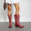 image:imageDREAM PAIRS Womens Cowboy Cowgirl Boots Embroidered Pointed Toe Low Heel Western Mid Calf Boot for Theme Party Country ConcertRed