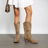 image:imageDREAM PAIRS Womens Cowboy Cowgirl Boots Embroidered Pointed Toe Low Heel Western Mid Calf Boot for Theme Party Country ConcertTan