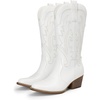 image:imageDREAM PAIRS Womens Cowboy Cowgirl Boots Embroidered Pointed Toe Low Heel Western Mid Calf Boot for Theme Party Country ConcertWhite