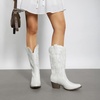 image:imageDREAM PAIRS Womens Cowboy Cowgirl Boots Embroidered Pointed Toe Low Heel Western Mid Calf Boot for Theme Party Country ConcertWhite