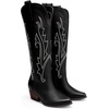 image:imageDREAM PAIRS Womens Embroidered Western PullOn KneeHigh Cowboy BootsBlack