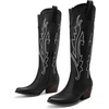 image:imageDREAM PAIRS Womens Embroidered Western PullOn KneeHigh Cowboy BootsBlack