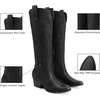 image:imageDREAM PAIRS Womens Embroidered Western PullOn KneeHigh Cowboy BootsBlack Classic