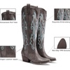image:imageDREAM PAIRS Womens Embroidered Western PullOn KneeHigh Cowboy BootsBrown