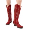image:imageDREAM PAIRS Womens Embroidered Western PullOn KneeHigh Cowboy BootsRed