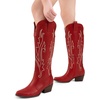image:imageDREAM PAIRS Womens Embroidered Western PullOn KneeHigh Cowboy BootsRed