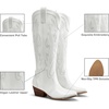 image:imageDREAM PAIRS Womens Embroidered Western PullOn KneeHigh Cowboy BootsWhite