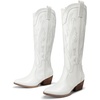 image:imageDREAM PAIRS Womens Embroidered Western PullOn KneeHigh Cowboy BootsWhite