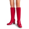 image:imageDREAM PAIRS Womens Gogo Boots Square Toe Side Zipper Chunky Heel Knee High Boots For WomenRed