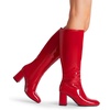 image:imageDREAM PAIRS Womens Gogo Boots Square Toe Side Zipper Chunky Heel Knee High Boots For WomenRed