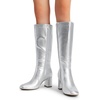 image:imageDREAM PAIRS Womens Gogo Boots Square Toe Side Zipper Chunky Heel Knee High Boots For WomenSilver