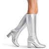 image:imageDREAM PAIRS Womens Gogo Boots Square Toe Side Zipper Chunky Heel Knee High Boots For WomenSilver
