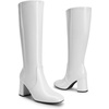 image:imageDREAM PAIRS Womens Gogo Boots Square Toe Side Zipper Chunky Heel Knee High Boots For WomenWhite