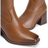 image:imageDREAM PAIRS Womens Knee High Boots Chunky Heel Square Toe Tall Boot for Women with Side ZipperBrown