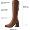 image:imageDREAM PAIRS Womens Knee High Boots Chunky Heel Square Toe Tall Boot for Women with Side ZipperBrown