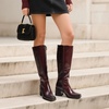 image:imageDREAM PAIRS Womens Knee High Boots Chunky Heel Square Toe Tall Boot for Women with Side ZipperBurgundy