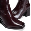 image:imageDREAM PAIRS Womens Knee High Boots Chunky Heel Square Toe Tall Boot for Women with Side ZipperBurgundy