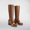 image:imageDREAM PAIRS Womens Knee High Boots Chunky Platform Heel Round Toe Boots for Women Side Zipper Stylish Comfortable Tall BootsBrown