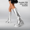 image:imageDREAM PAIRS Womens Knee High Boots Chunky Platform Heel Round Toe Boots for Women Side Zipper Stylish Comfortable Tall BootsSilver