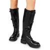 image:imageDREAM PAIRS Womens Knee High Boots Combat Boots Goth Boot Lace Up Adjustable Buckles Chunky Low Heel Fall Booties with Side Zipper to Put on and offBlack
