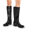 image:imageDREAM PAIRS Womens Knee High Boots Motorcycle Riding Pullon Fashion Long Square Toe Buckle Biker Boots for WomenBlack