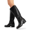 image:imageDREAM PAIRS Womens Knee High Boots Motorcycle Riding Pullon Fashion Long Square Toe Buckle Biker Boots for WomenBlackBrown