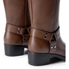 image:imageDREAM PAIRS Womens Knee High Boots Motorcycle Riding Pullon Fashion Long Square Toe Buckle Biker Boots for WomenTan