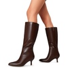 image:imageDREAM PAIRS Womens Knee High Kitten Heel Boots Sexy Pointed Toe Fashion Long Tall BootsBrownpu