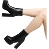 image:imageDREAM PAIRS Womens Platform Gogo Ankle Boots High Chunky Heels Square Toe Comfort Party Dress Booties Shoes for WomenBlack