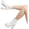 image:imageDREAM PAIRS Womens Platform Gogo Ankle Boots High Chunky Heels Square Toe Comfort Party Dress Booties Shoes for WomenWhite