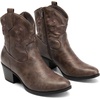 image:imageDREAM PAIRS Womens Western Cowboy Cowgirl Embroidered Ankle Boots Fashion Low chunky Heel Round Toe Fall Short Booties ShoesBrown