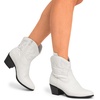 image:imageDREAM PAIRS Womens Western Cowboy Cowgirl Embroidered Ankle Boots Fashion Low chunky Heel Round Toe Fall Short Booties ShoesWhite