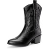 image:imageDREAM PAIRS Cowboy Boots for Women Mid Calf Cowgirl Boots with Embroidery Round Toe Western Chunky Low Heel ShoesAll Black