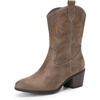 image:imageDREAM PAIRS Cowboy Boots for Women Mid Calf Cowgirl Boots with Embroidery Round Toe Western Chunky Low Heel ShoesCamel
