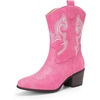 image:imageDREAM PAIRS Cowboy Boots for Women Mid Calf Cowgirl Boots with Embroidery Round Toe Western Chunky Low Heel ShoesPink