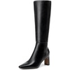 image:imageDREAM PAIRS Knee High Boots Women Chunky Block Heel Square Toe Side Zipper Tall Boots for WomenBlackpu