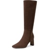 image:imageDREAM PAIRS Knee High Boots Women Chunky Block Heel Square Toe Side Zipper Tall Boots for WomenBrownsuede