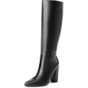 image:imageDREAM PAIRS Knee High Boots Women Chunky Heel Pointed Toe Tall Boots for Women Side Zipper Long BootsBlackpu