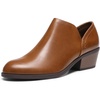 image:imageDREAM PAIRS Womens Ankle Boots Fall Boots Leather Thick Heel Side Zip Women Low Chunky Heeled BootiesBrownpu